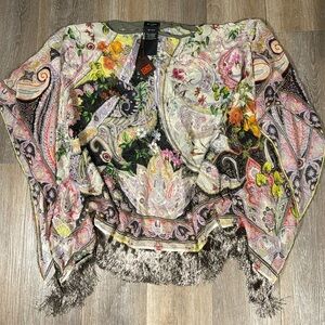 NWT Etro Milano 100% Silk Multipatterned Fringe Shaw
